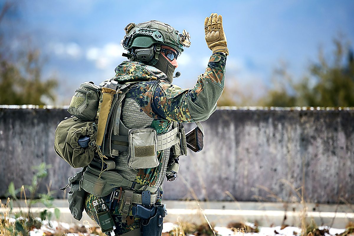 Tactical operator in action — Schöffel TEC gear